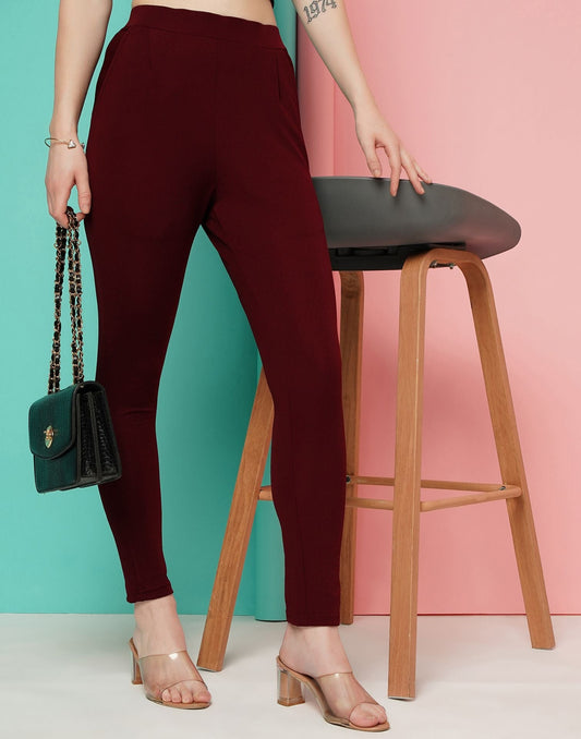 Maroon Leggings Fit Pant