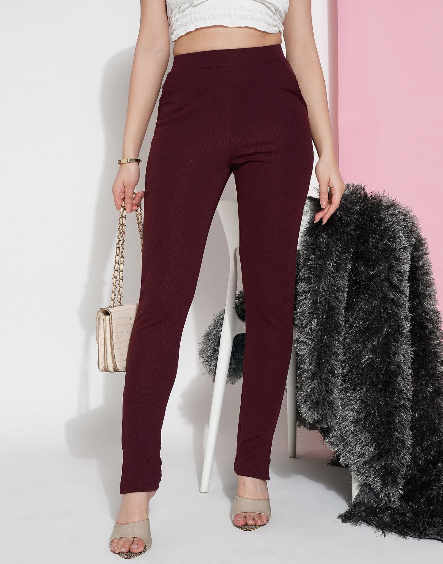 Maroon Leggings Fit Pant