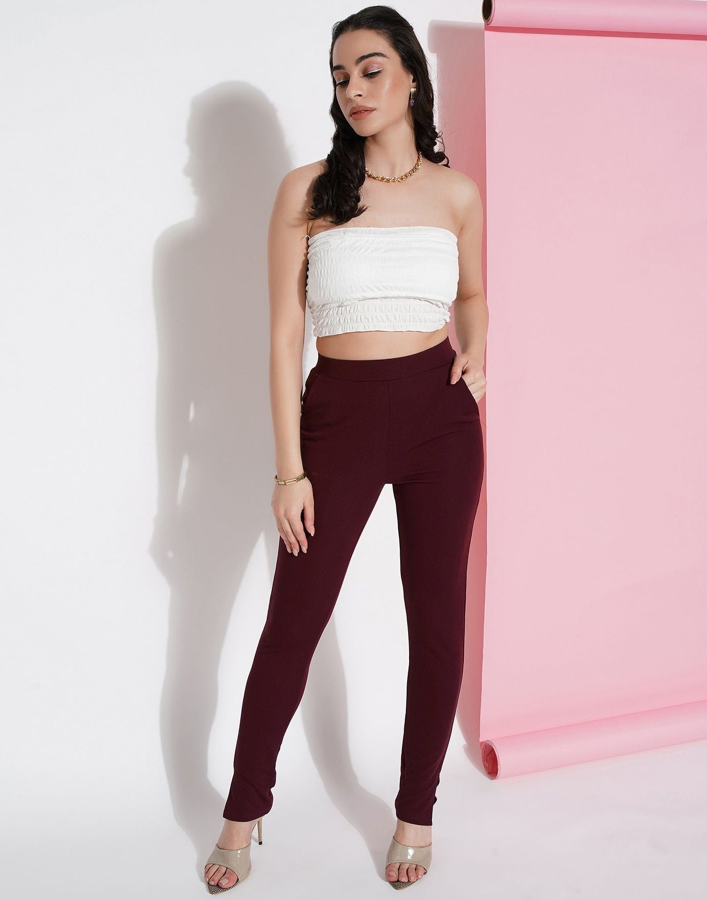 Maroon Leggings Fit Pant