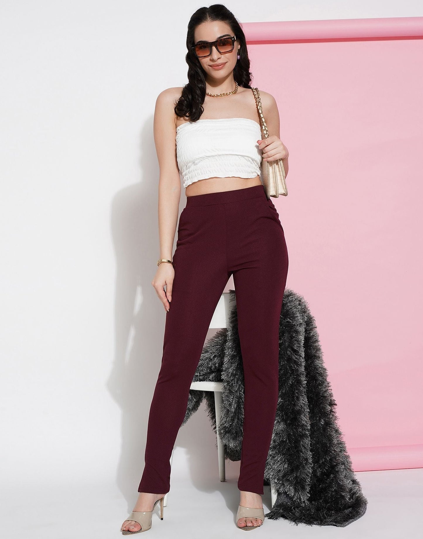 Maroon Leggings Fit Pant