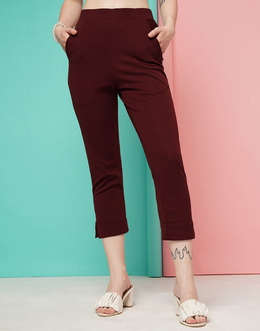 Maroon Ankle Length Trouser