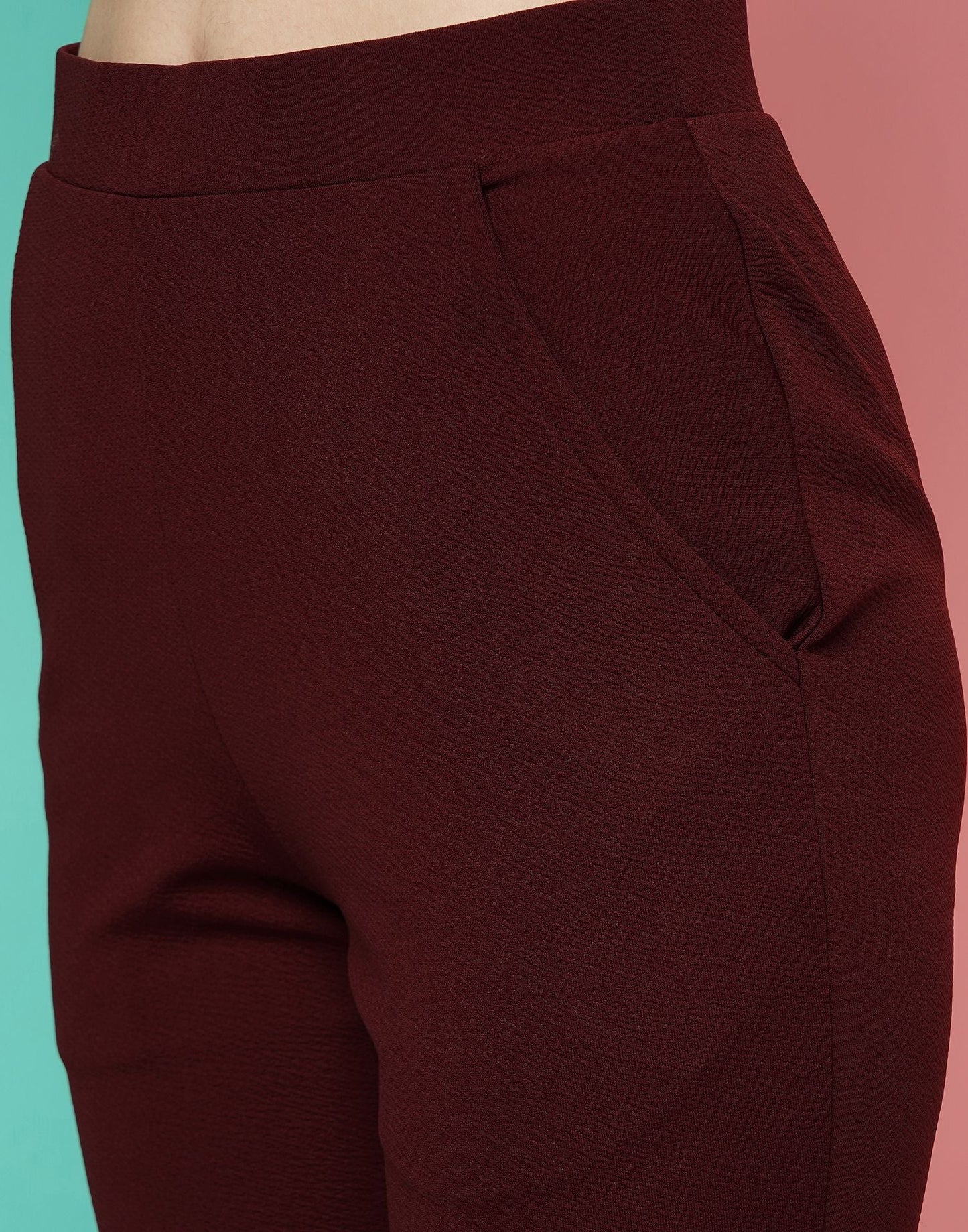 Maroon Ankle Length Trouser