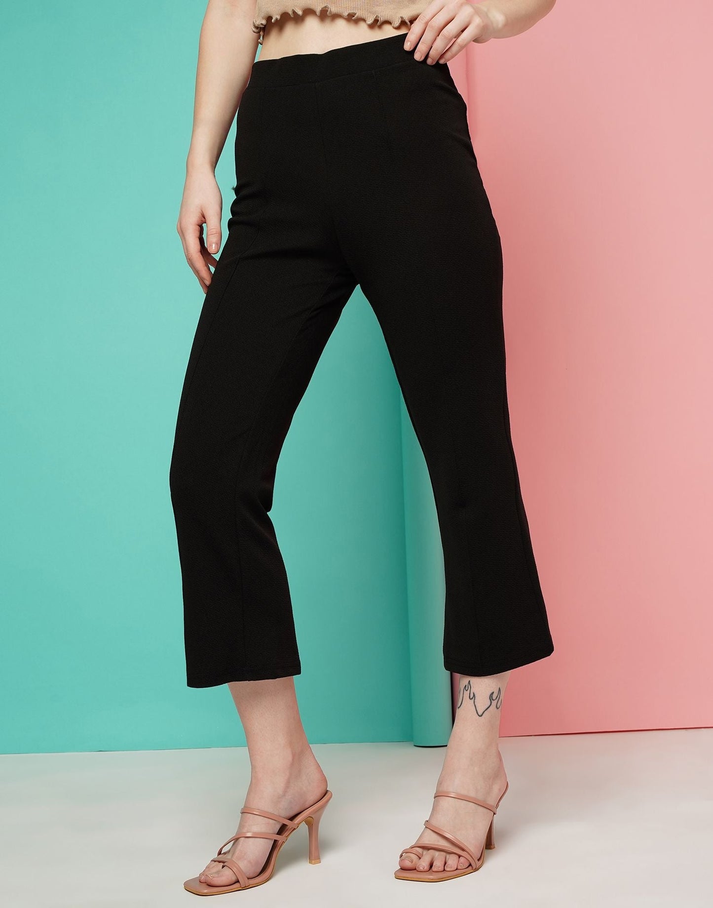 Black Pin Tuck Ankle Length Trouser