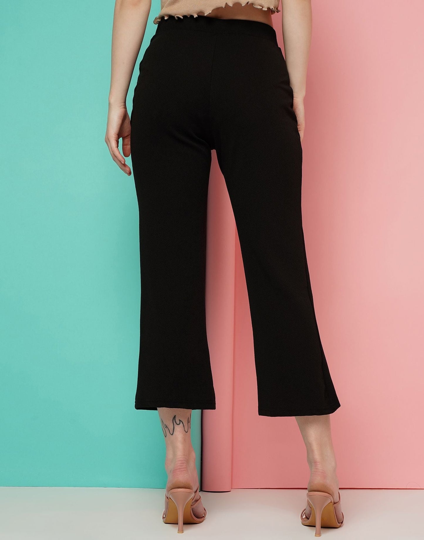 Black Pin Tuck Ankle Length Trouser