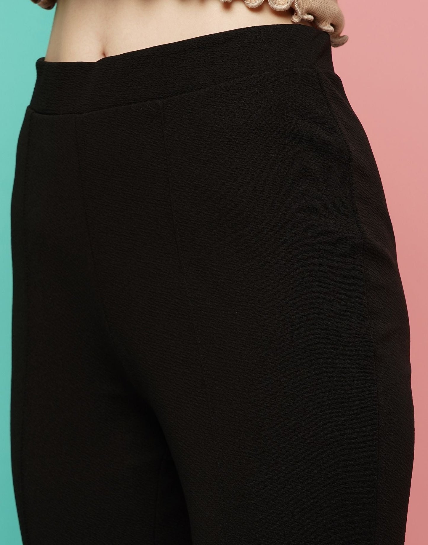 Black Pin Tuck Ankle Length Trouser