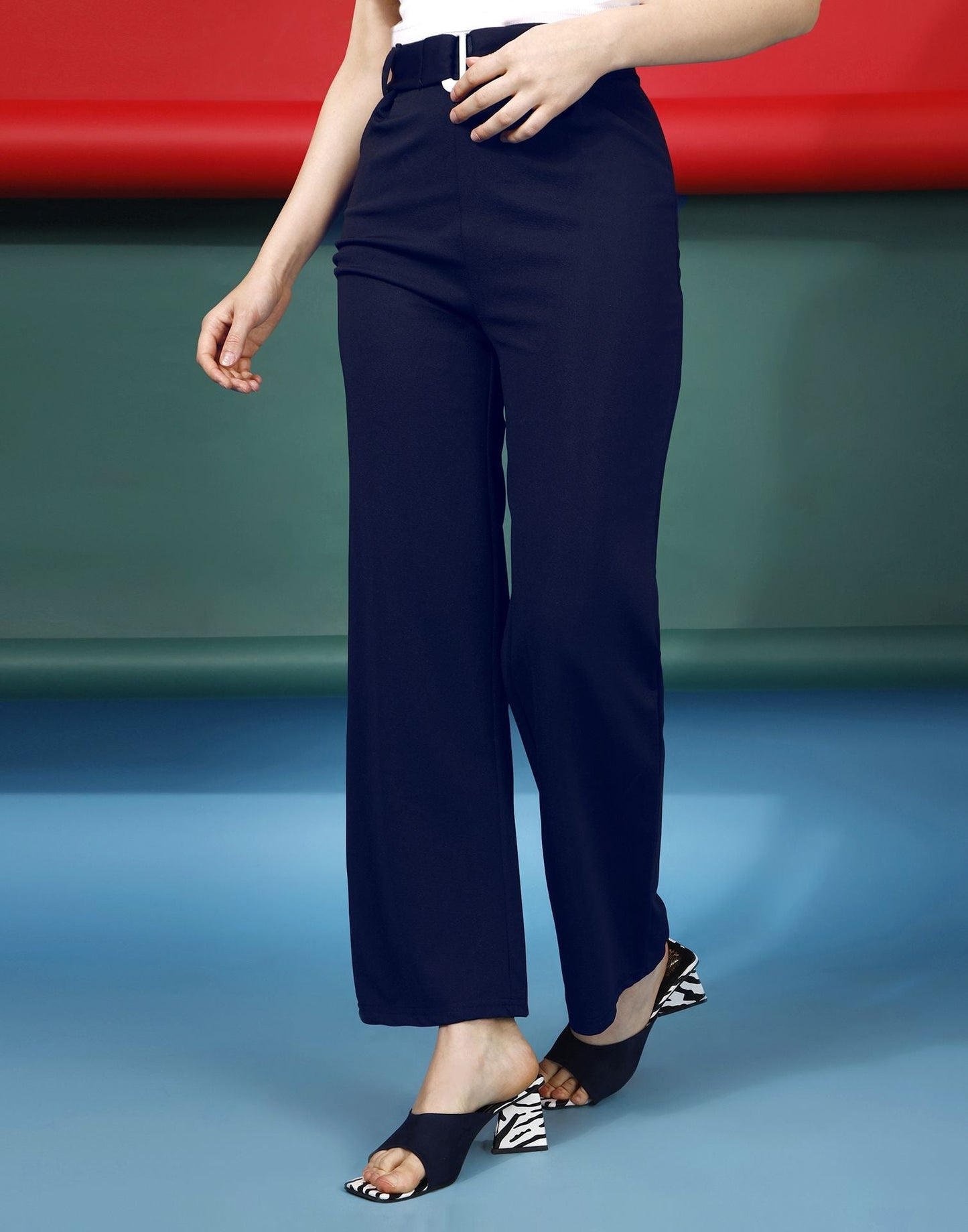 Blue Flared Trouser