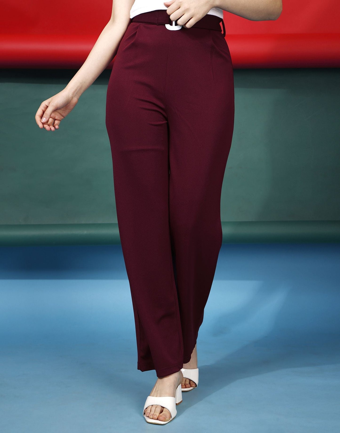 Maroon Flared Trouser