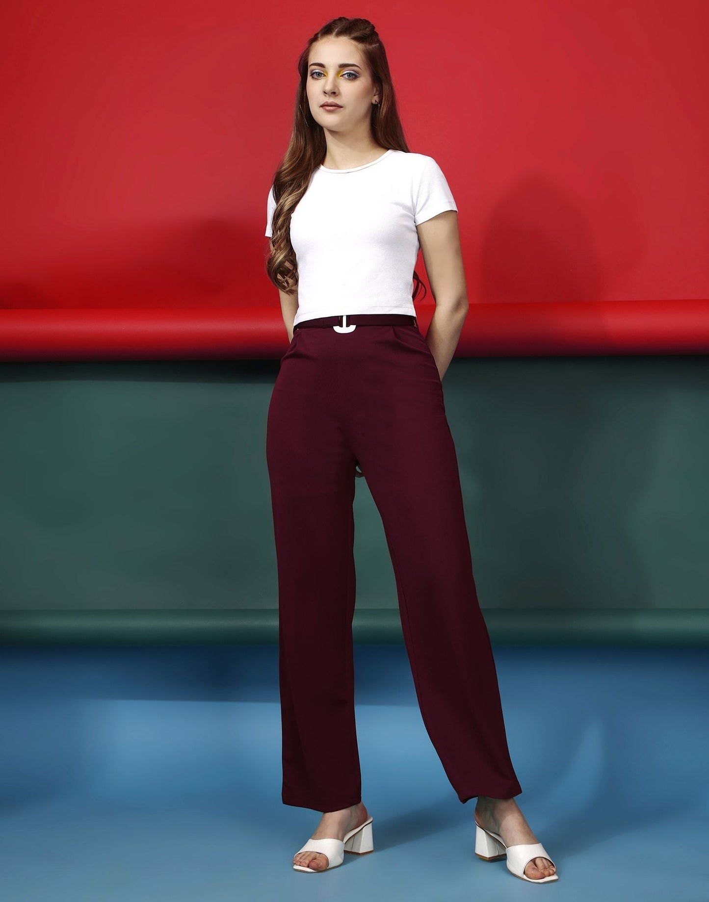 Maroon Flared Trouser