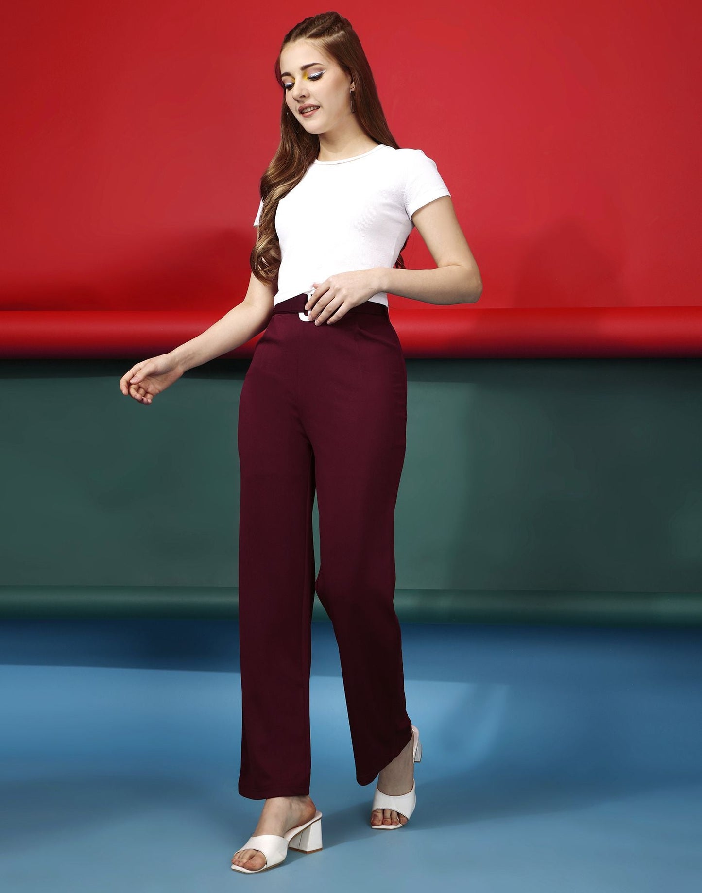 Maroon Flared Trouser