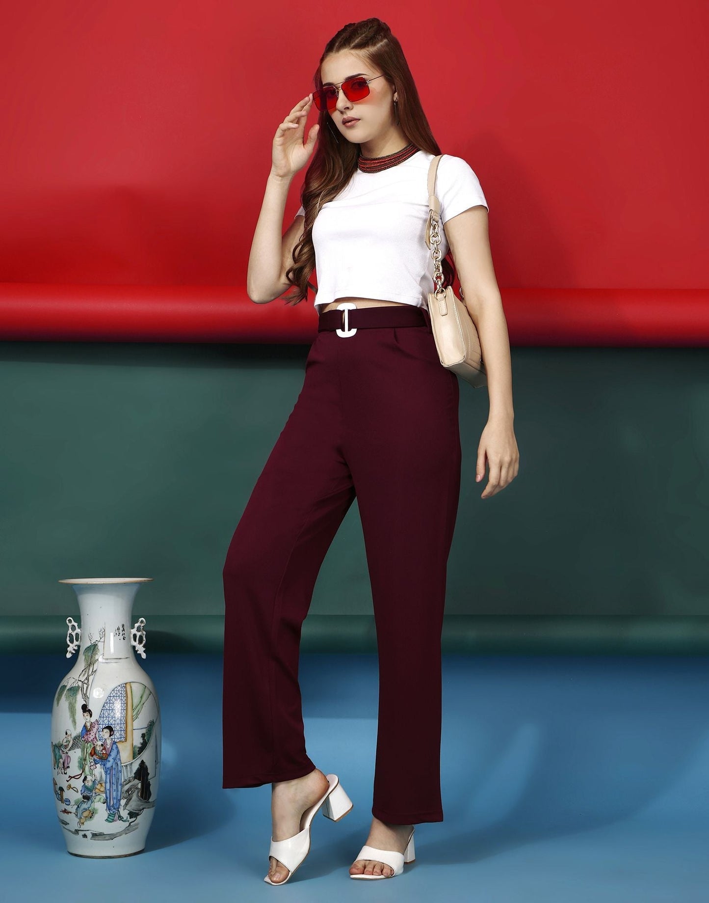 Maroon Flared Trouser