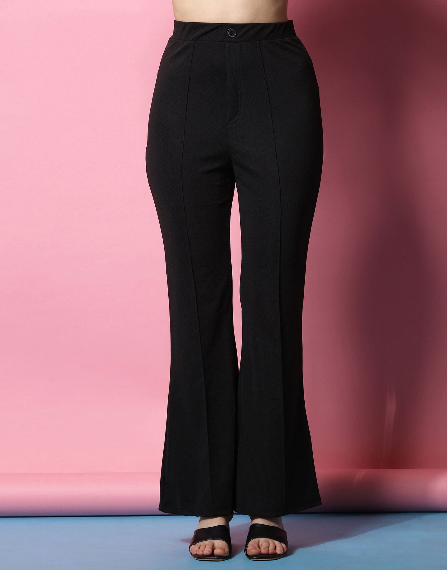 Black Fit and Flared Trouser