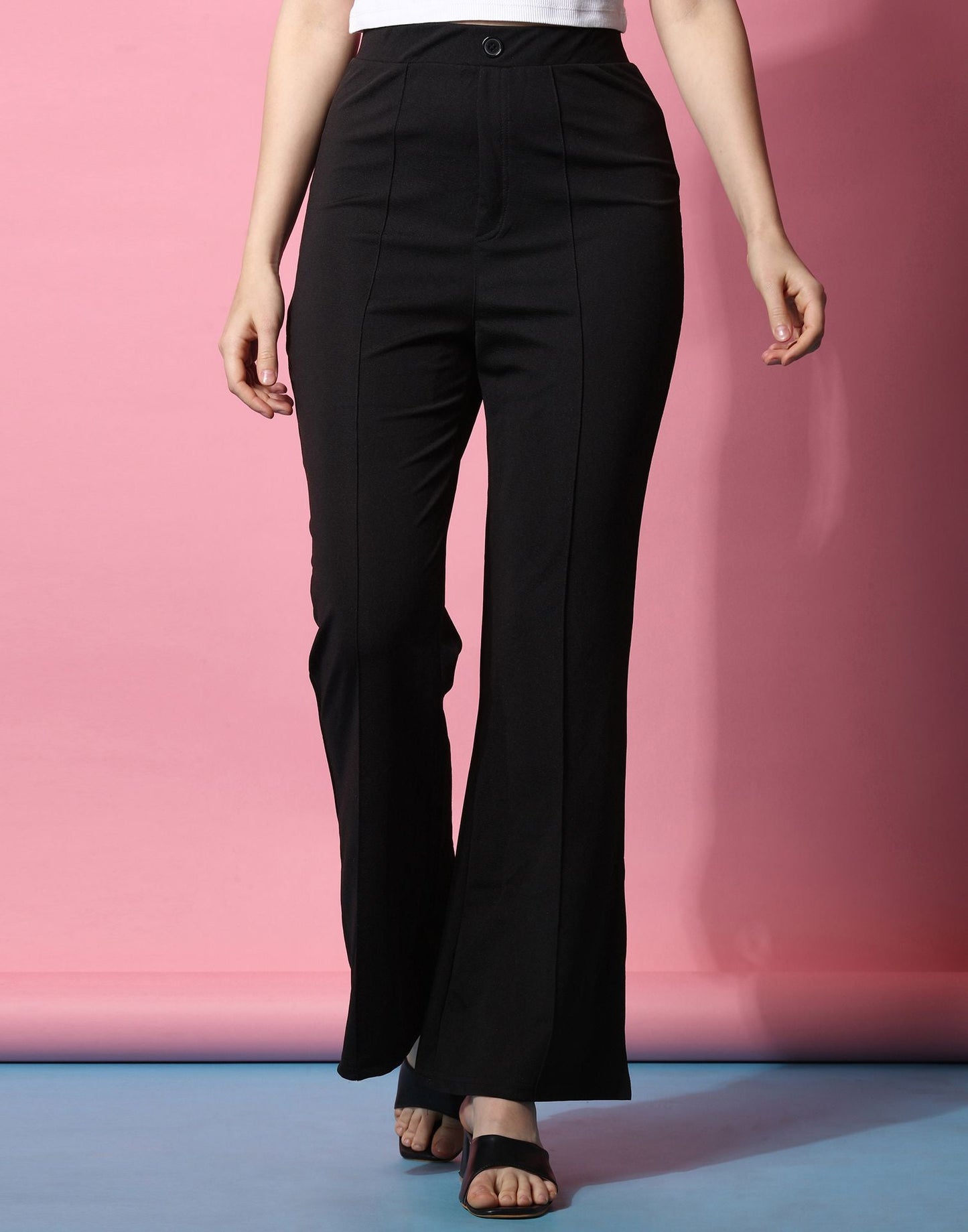 Black Fit and Flared Trouser