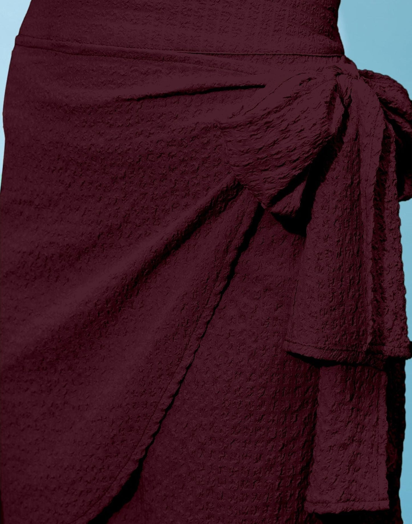 Maroon Wrap Around Knotted Skirt