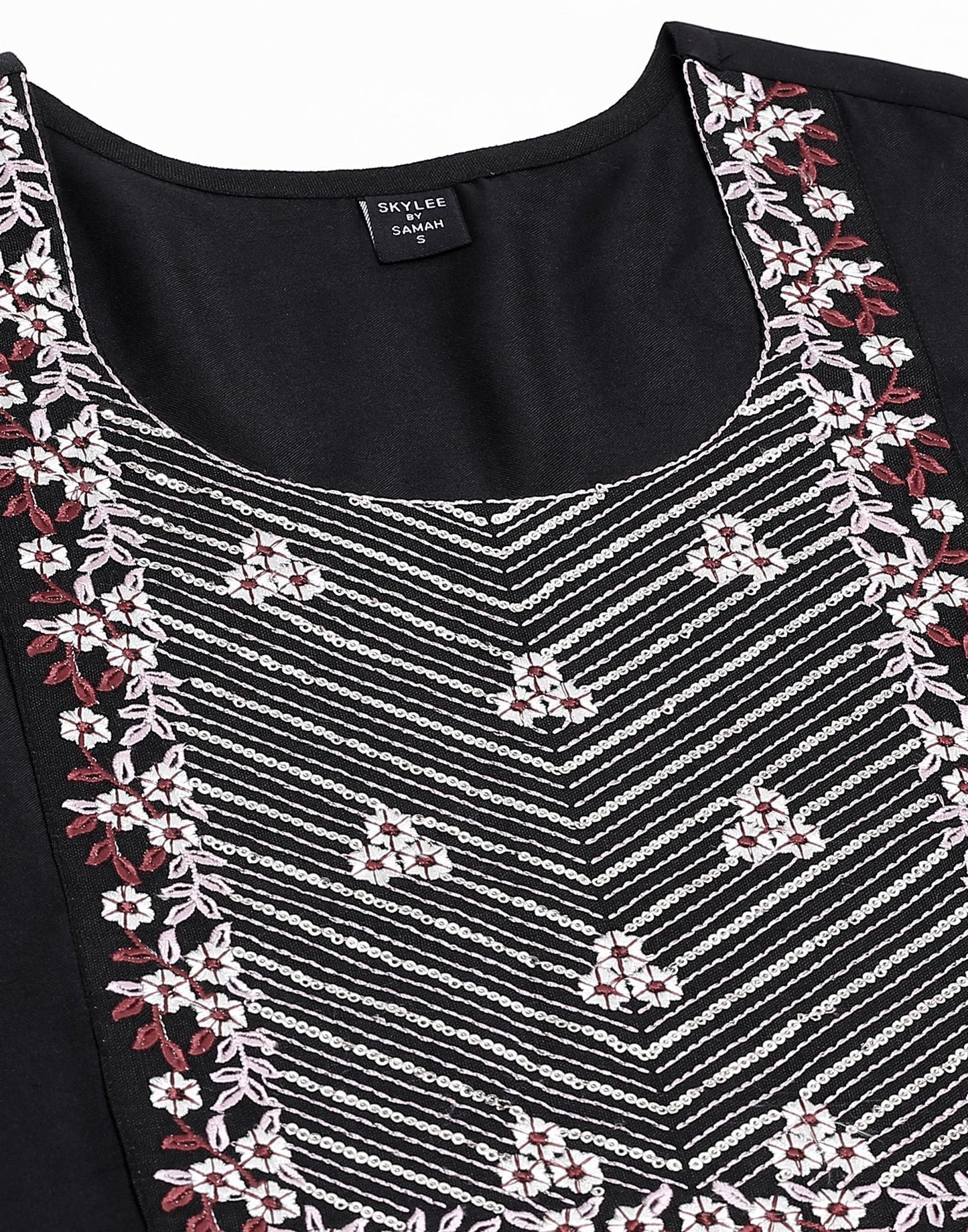 Black Embroidery Kurti With Pant And Dupatta