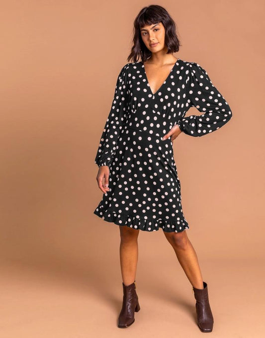 Black Pola Dot Dress