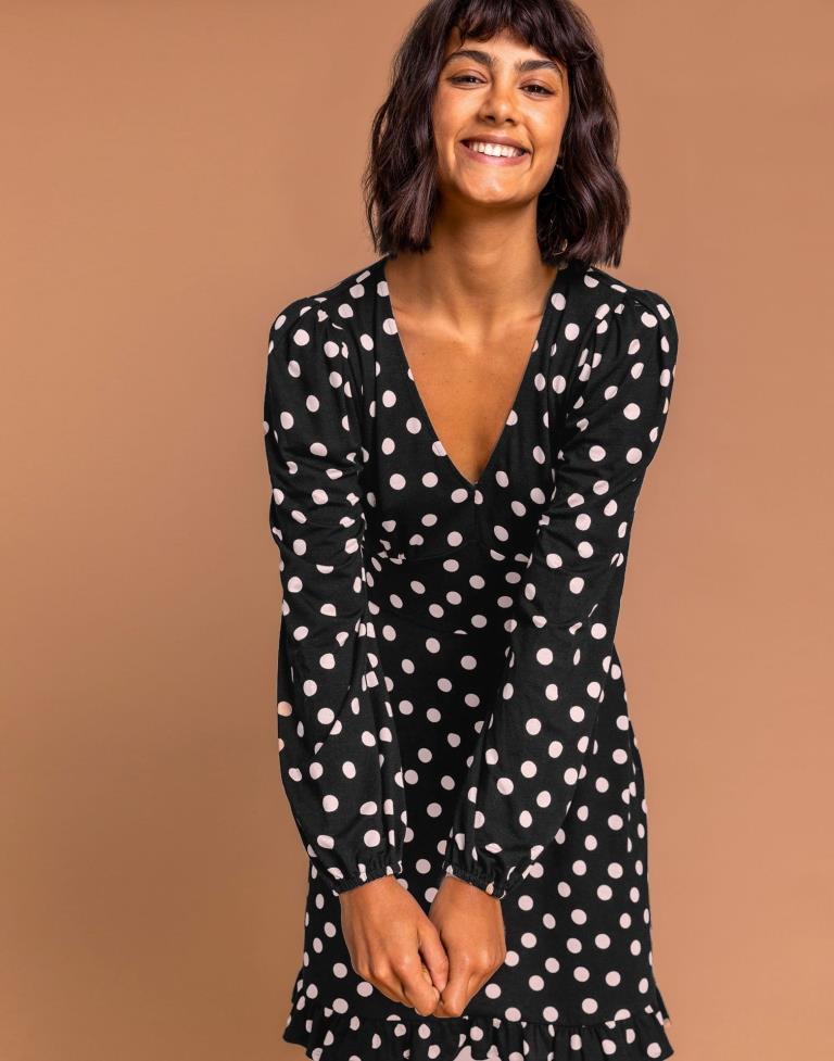 Black Pola Dot Dress