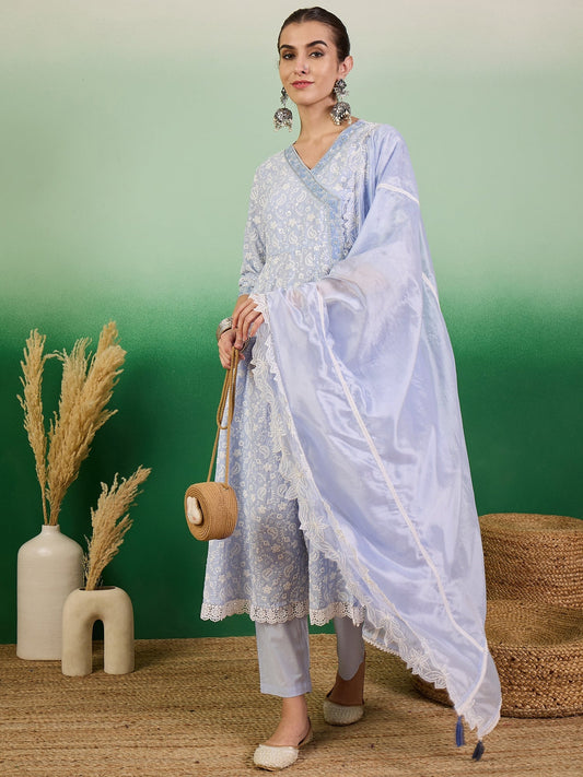 Beautiful Designer Party Wear Cotton Kurti Pant With Dupatta