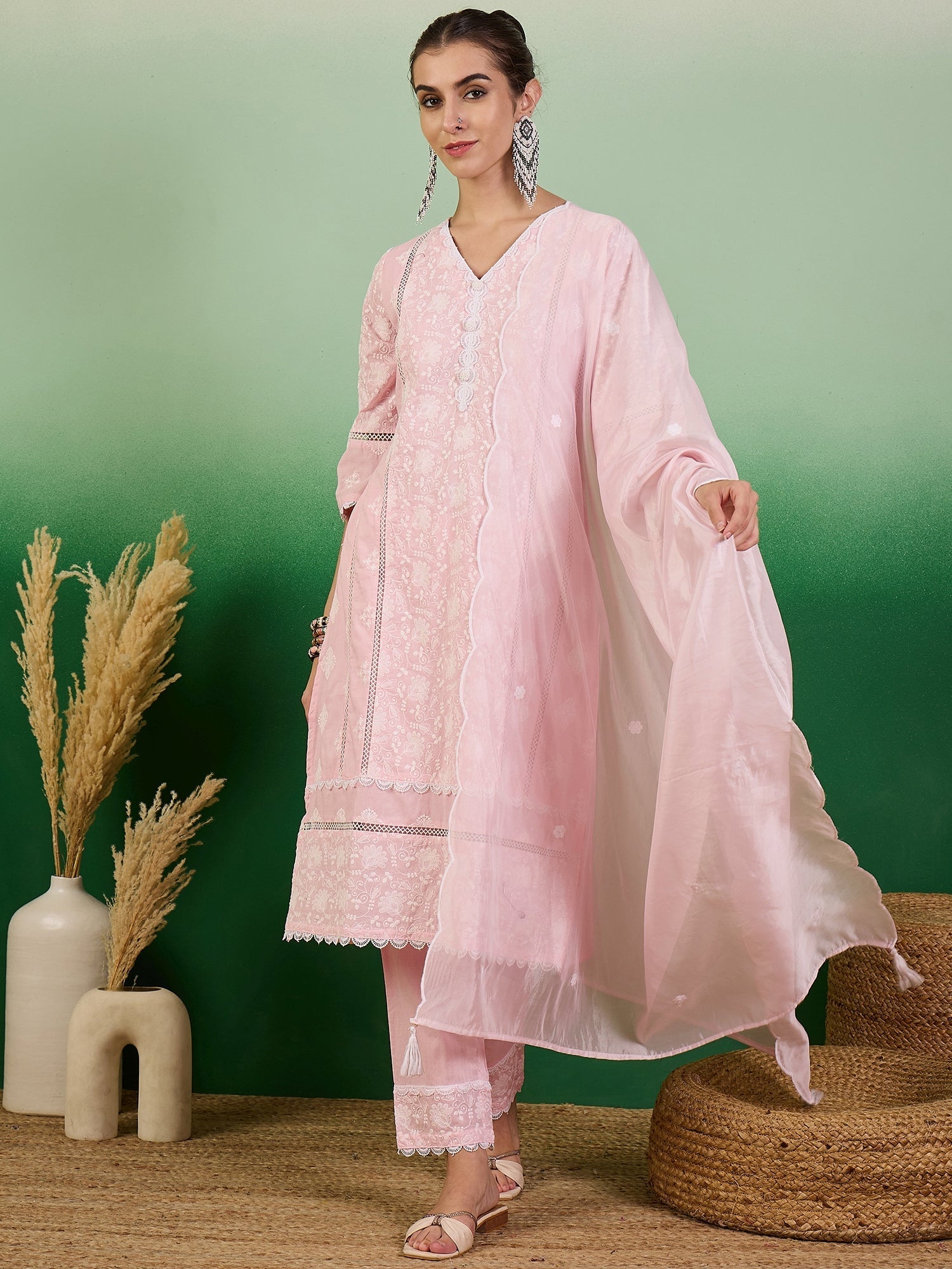 Beautiful Designer Party Wear Cotton Kurti Pant With Dupatta