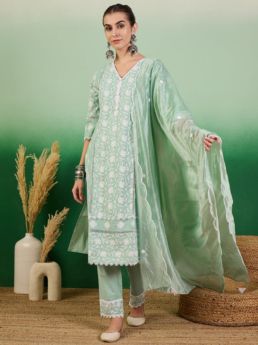 Beautiful Designer Party Wear Cotton Kurti Pant With Dupatta