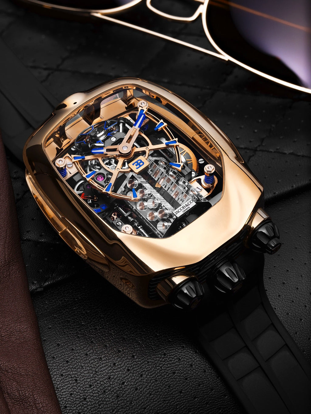 Limited Edition Jacob & Co. Bugatti Chiron Tourbillon timepiece in a rose gold case Watch