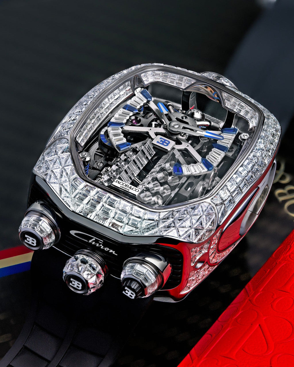 Limited Edition Jacob & Co. Bugatti Chiron Tourbillon Baguette watch