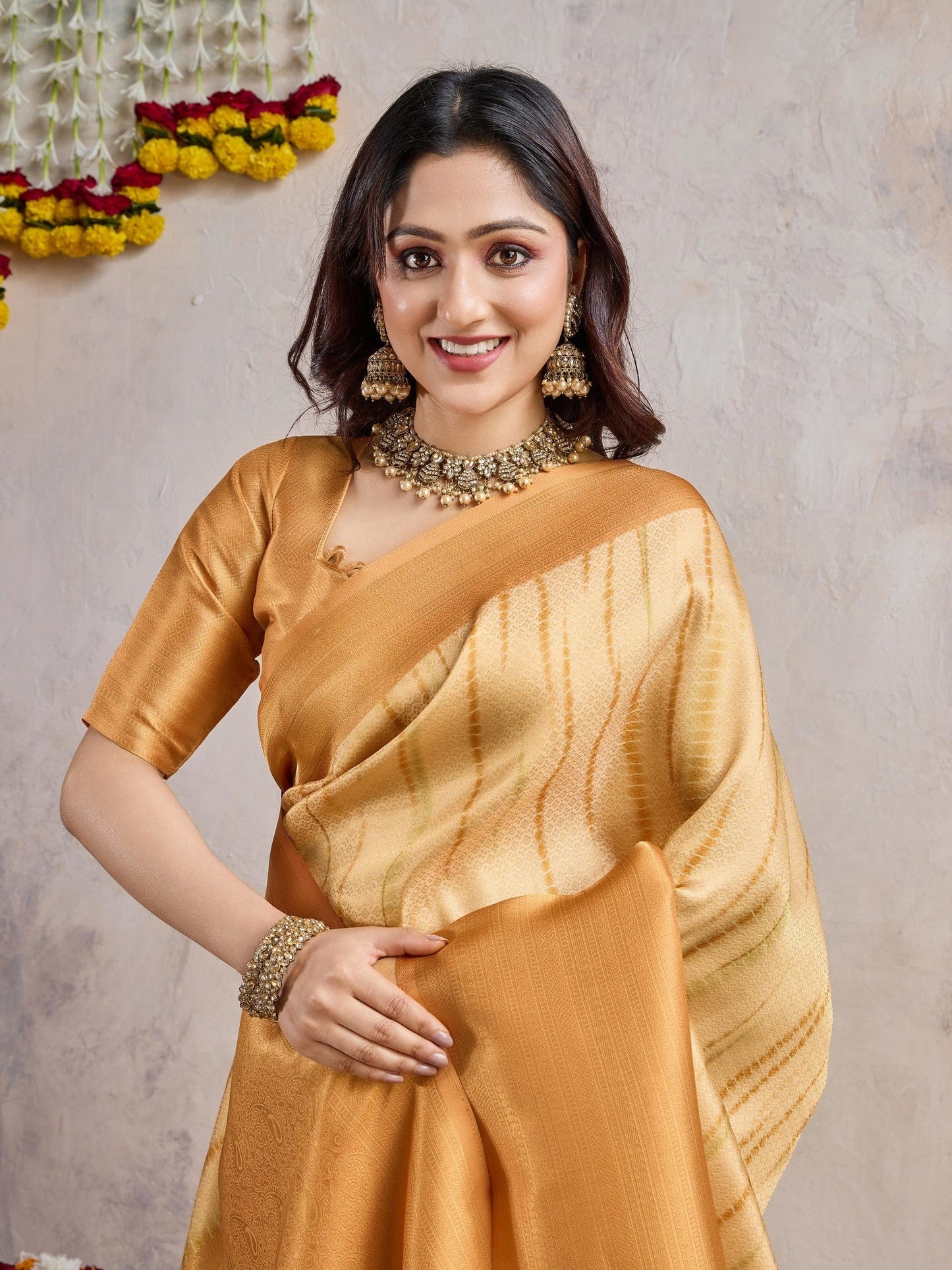 Mustard Banarasi Silk Saree with Zari Brocade Blouse