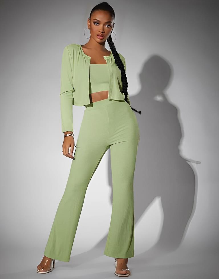 Green Co-ord Set With Jacket