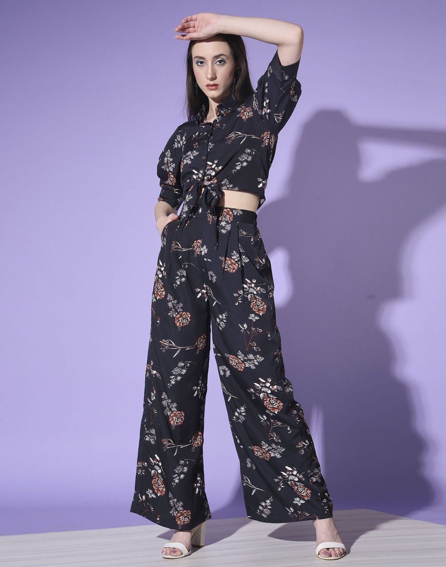 Black Floral Printed Co-ords Set