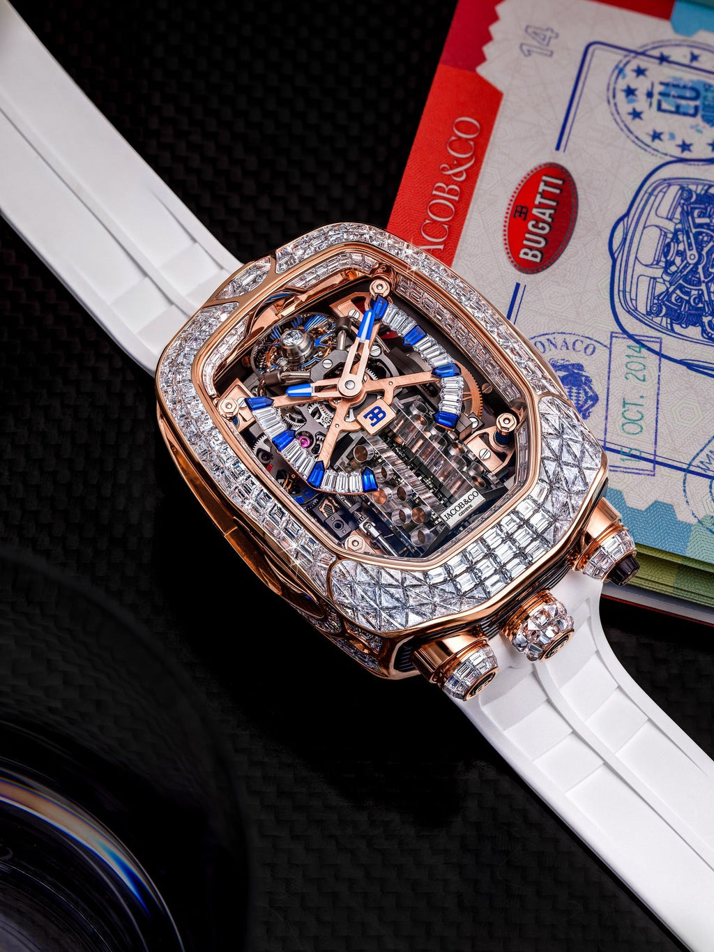 Limited Edition Jacob & Co. Bugatti Chiron Tourbillon Baguette watch