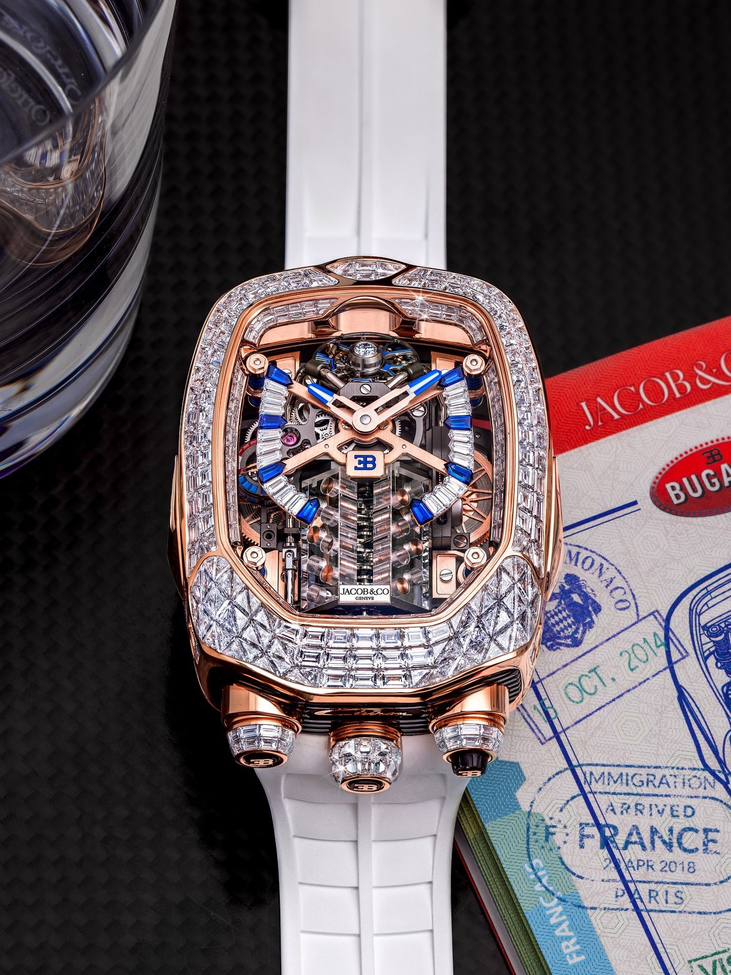 Limited Edition Jacob & Co. Bugatti Chiron Tourbillon Baguette watch