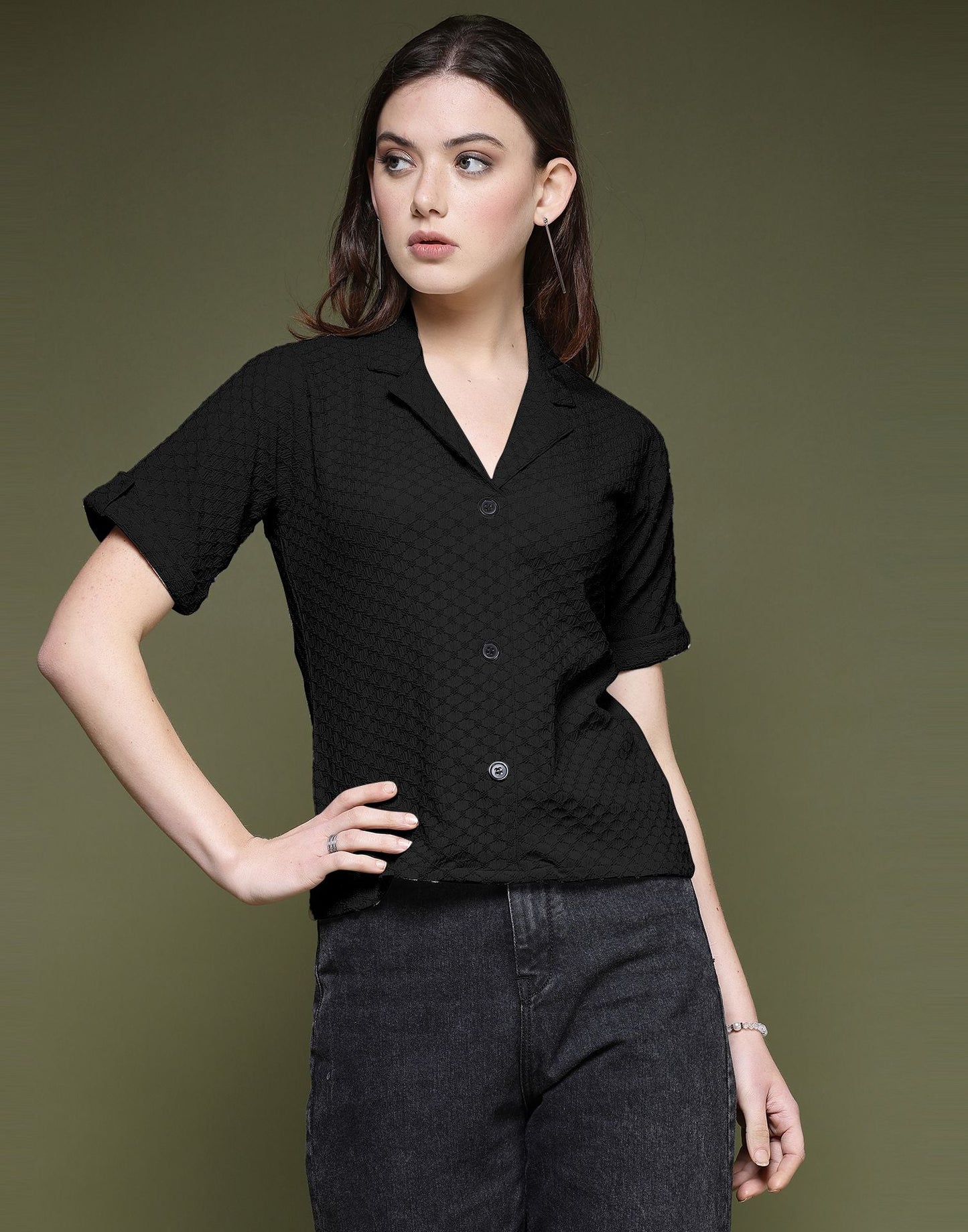 Black Plain Lycra Shirt