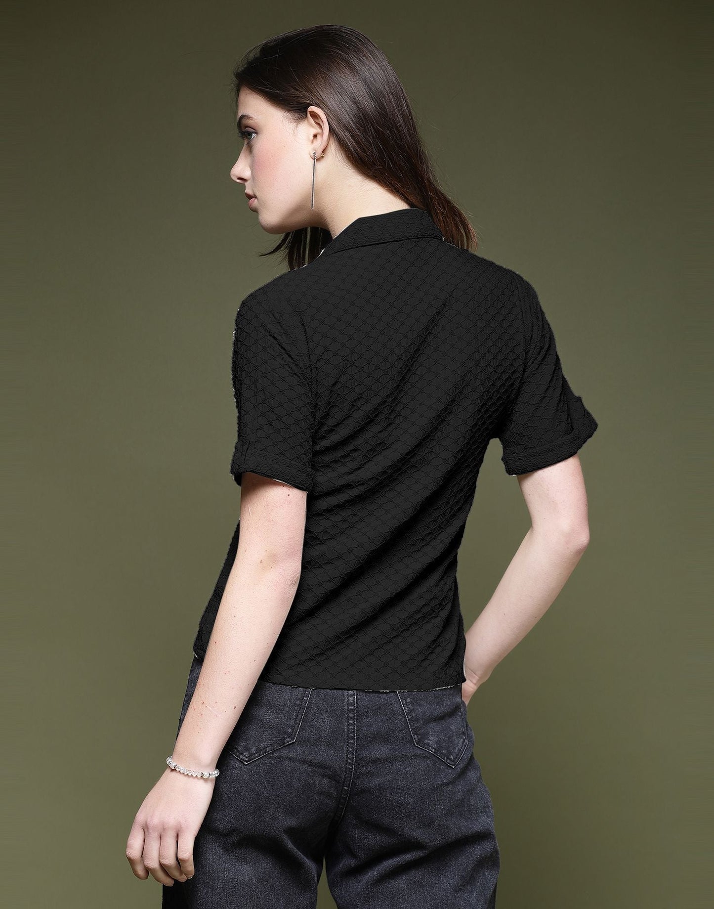 Black Plain Lycra Shirt