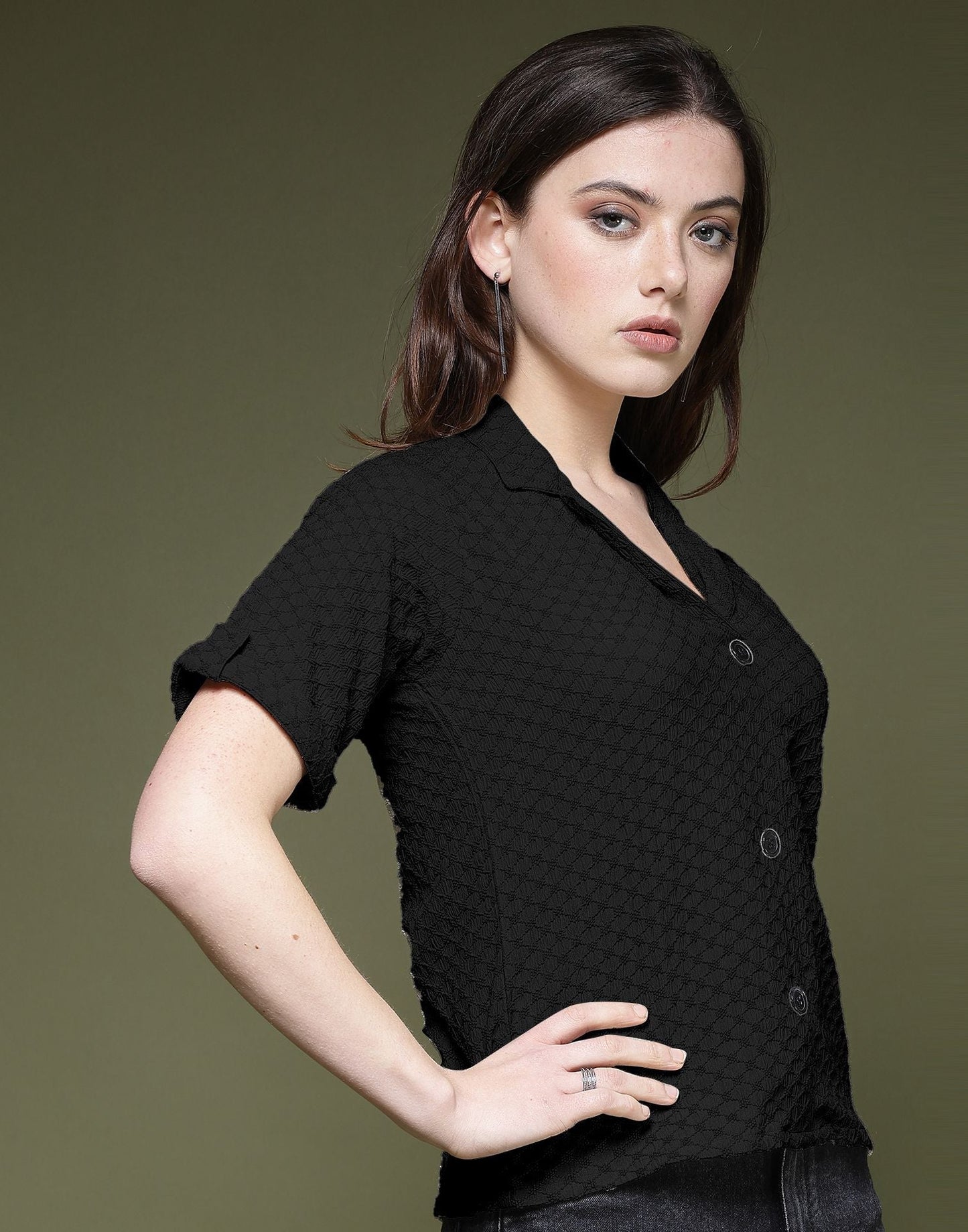 Black Plain Lycra Shirt