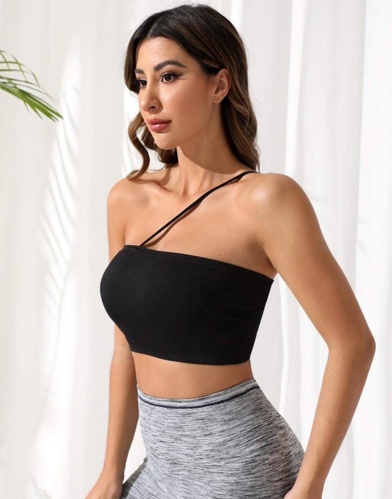 Black Cotton Plain Tank Top