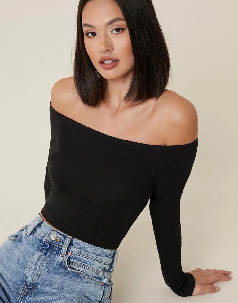 Black Cotton Plain Top