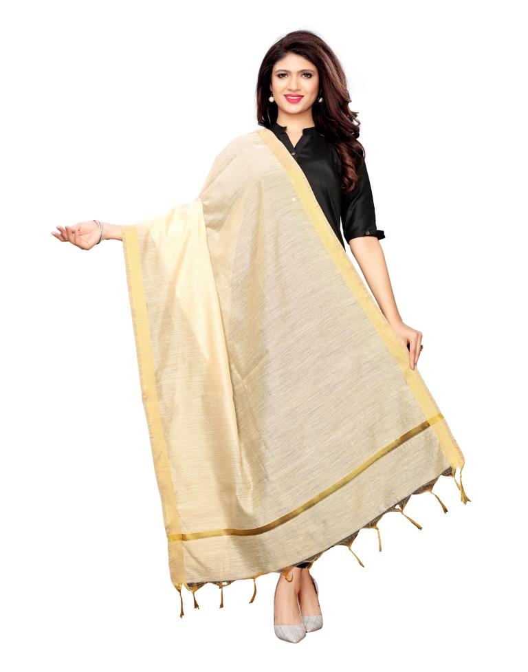 Exuberant Beige Coloured Cotton Silk Dyed Dupatta