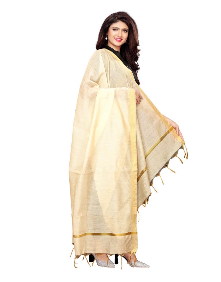 Exuberant Beige Coloured Cotton Silk Dyed Dupatta