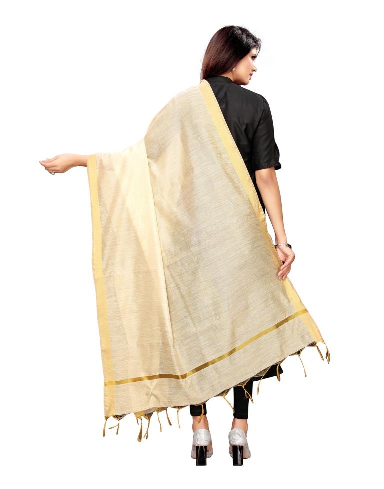 Exuberant Beige Coloured Cotton Silk Dyed Dupatta