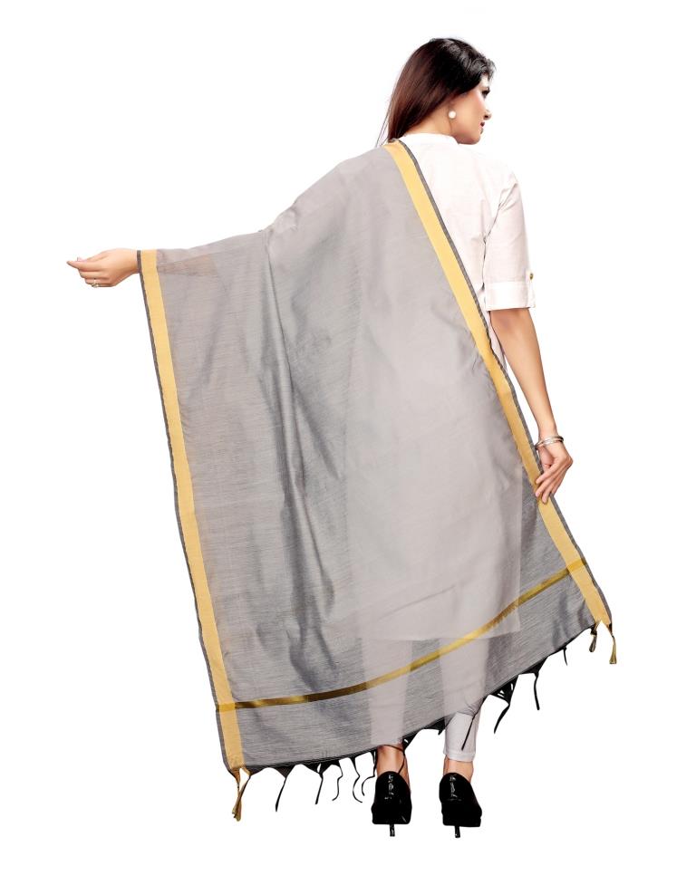 Eye Catching Grey Coloured Cotton Silk Dyed Dupatta