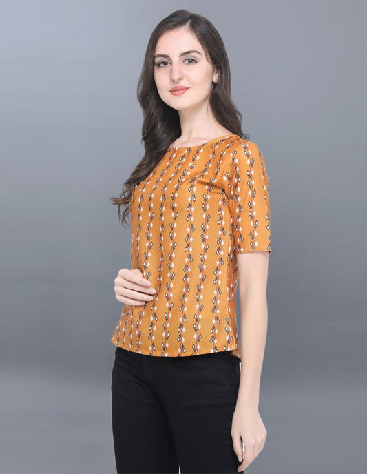 Fabulous Yellow Coloured Printed Crepe Tops