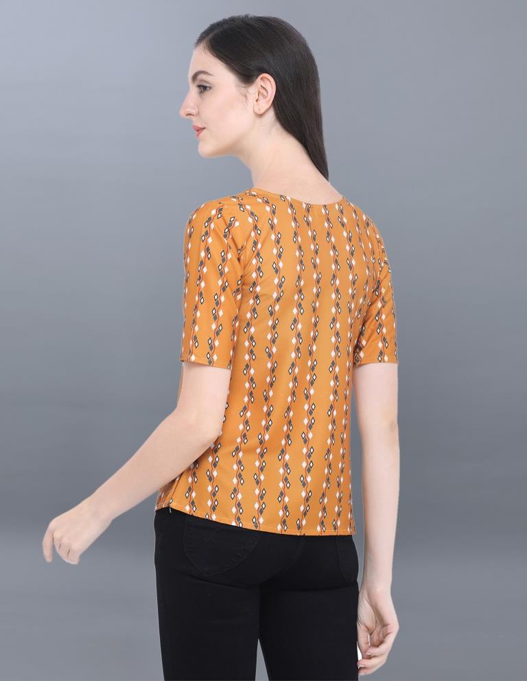 Fabulous Yellow Coloured Printed Crepe Tops