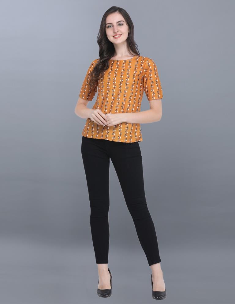 Fabulous Yellow Coloured Printed Crepe Tops