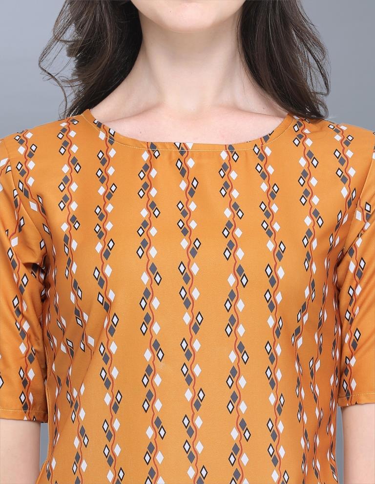 Fabulous Yellow Coloured Printed Crepe Tops