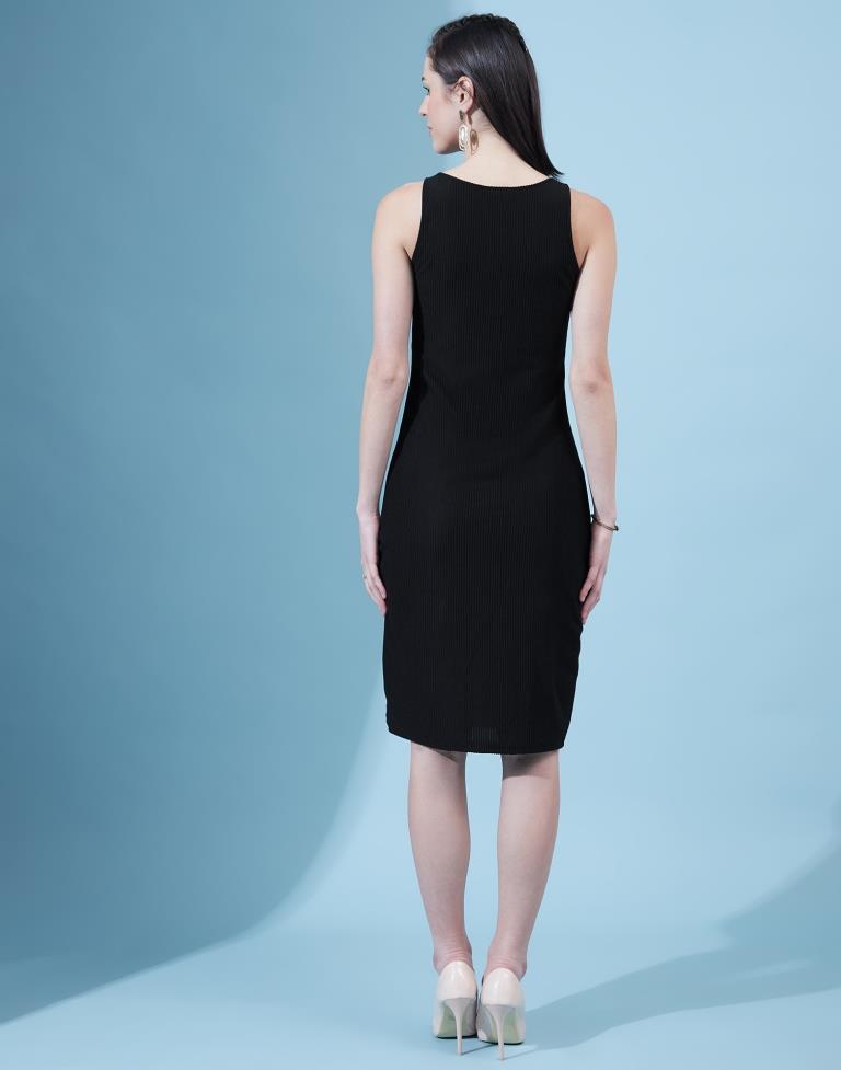 Black Cotton Plain Bodycon Dress