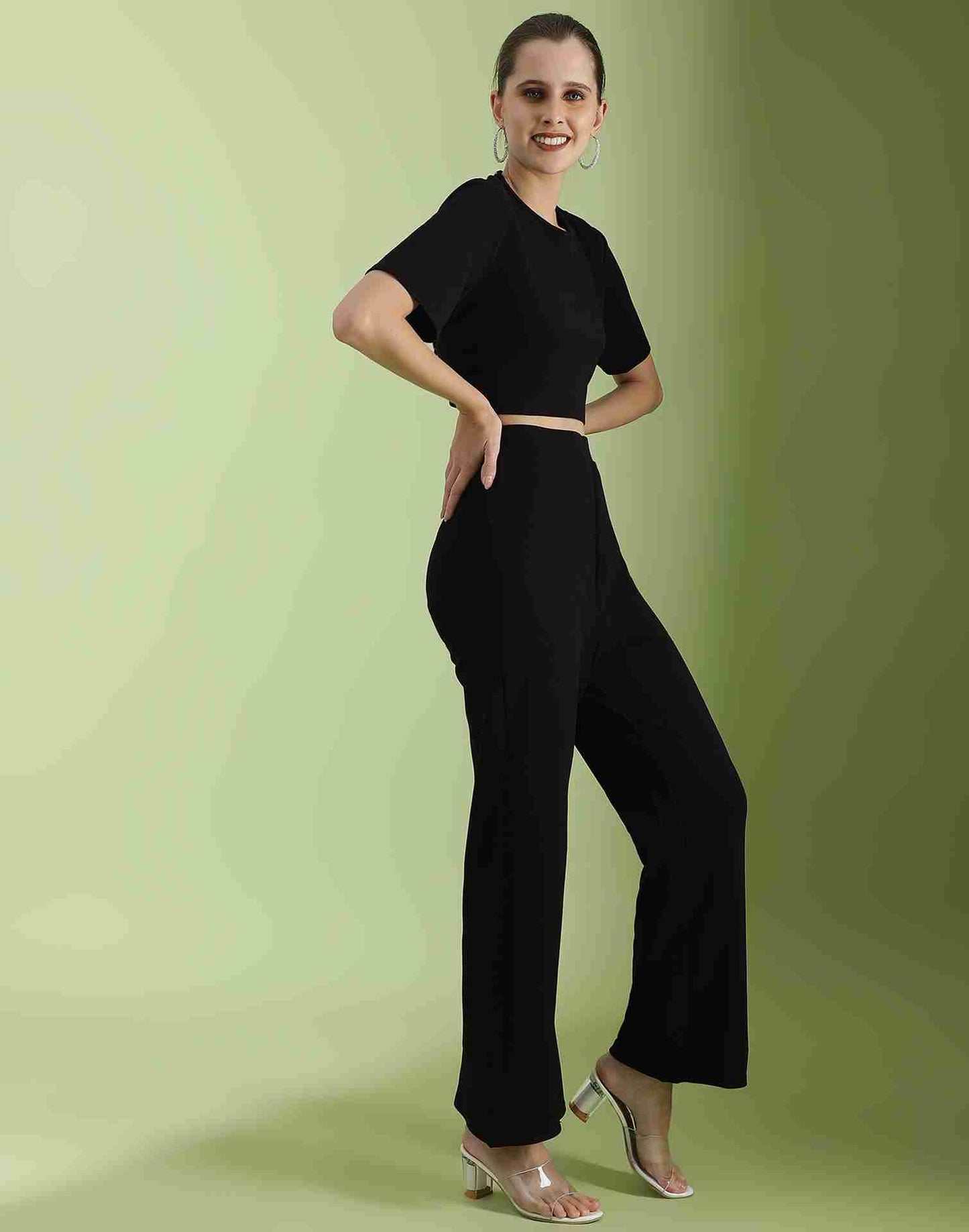 Black Lycra Plain Co-ord Set