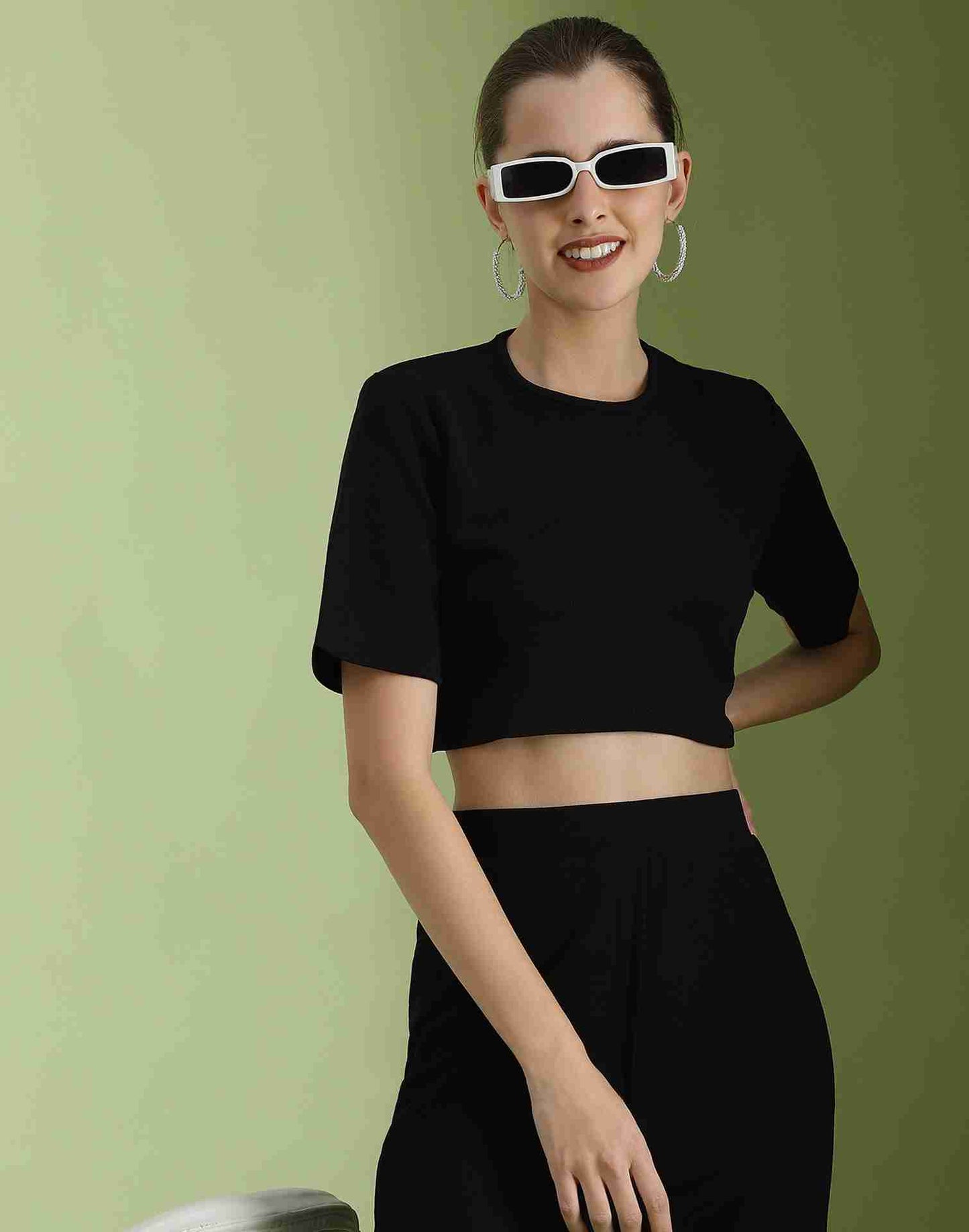 Black Lycra Plain Co-ord Set