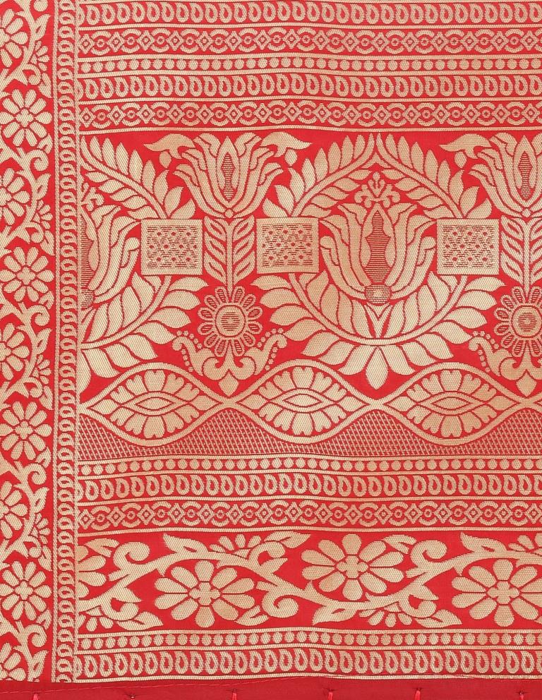 Fab Red Coloured Poly Silk Jacquard Banarasi Dupatta