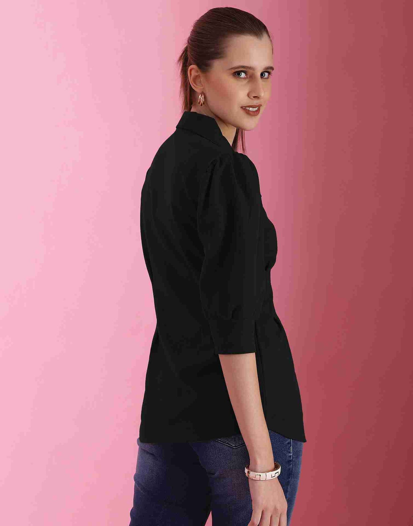 Black Lycra Plain Shirt