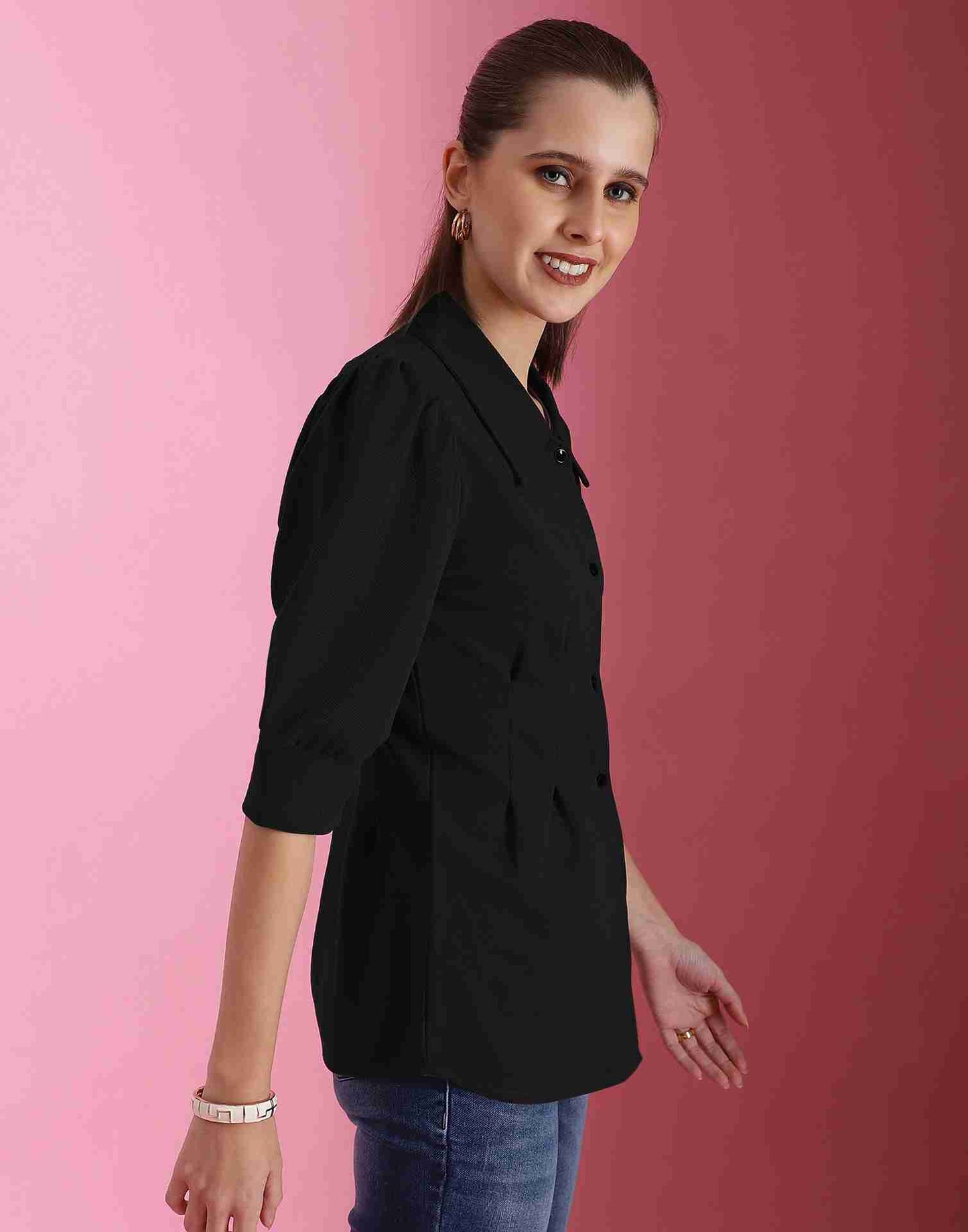 Black Lycra Plain Shirt