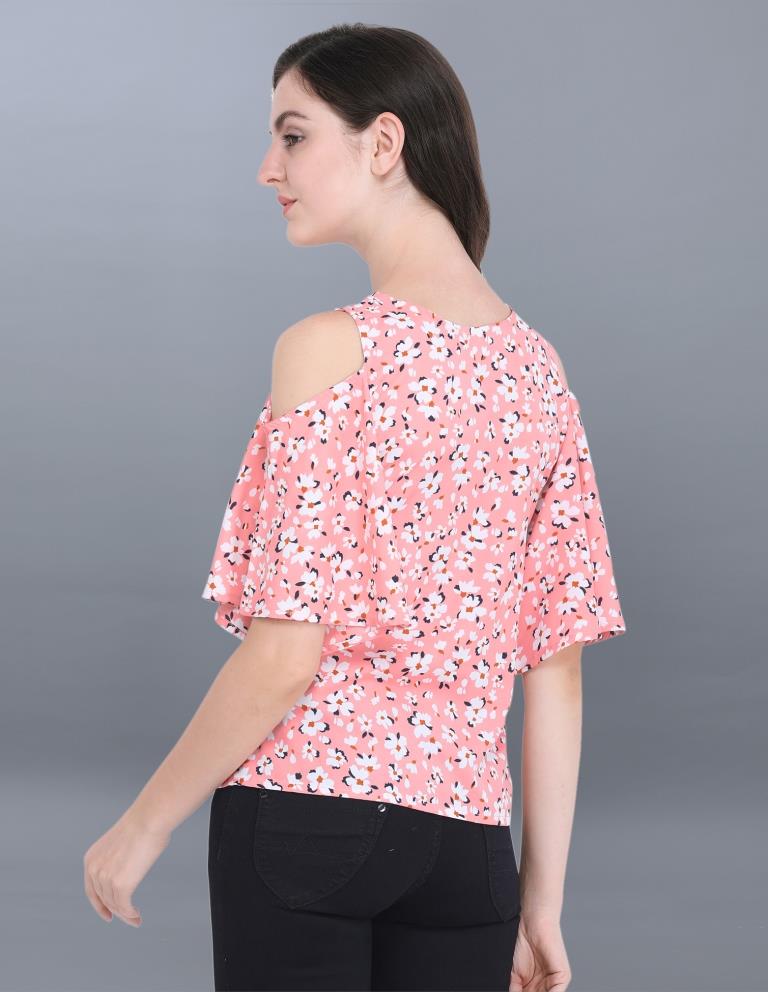 Beguiling Pink Coloured Printed Crepe Tops